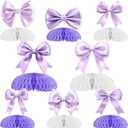 Kreatwow Purple Bow Party Decorations 8pcs Bow Honeycomb Centerpieces Table Decors Bow-Tie Birthday Decorations Bowknot Theme Bridal Shower Baby Shower Bachelorette Wedding Party Decor