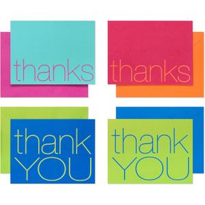 American Greetings Thank You Cards with Envelopes, Bold Multicolored (50-Count) (fuschia, orange, blue, green)