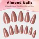 Brown Red Press on Nails Almond with Nail Tabs,120pcs Medium Almond Press on Nails,12 Sizes Glossy Brown Red Medium Fake Nails, Full Cover Acrylic Nails Press ons for Women