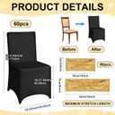 Chumia 120 Pcs Chair Covers and Sashes, Stretch Spandex Chair Covers with Shiny Sashes for Wedding Party Banquet Dining Decor(Black, Gold)