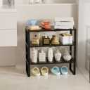 Expandable Spice Rack,Stackable Storage for Cabinet, Multi-Functional Kitchen Shelving,Height-Adjustable,Sustainable Organizer Solution(3Packs/Black/Medium) (MEDIUM:8.11"D x 16.54"W x 6.42"H)