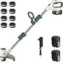 21V 3-in-1 Cordless Weed Eater-Weeding/Trimming/Lawn Mower, with 8 Replace Auto Line Feed, Electric Grass Trimmer for Garden, Lawn, 120 Mins of Non-Stop (2 * 4.0 mAh Battery & Charger Included)