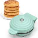 CROWNFUL Mini Waffle Maker Machine, 4 Inch Chaffle Maker with Compact Design, Easy to Clean, Non-Stick Surface, Recipe Guide Included, Perfect for Breakfast, Dessert, Sandwich, or Other Snacks (Mint Green)