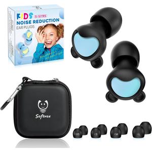 Kids Ear Plugs (6+yrs) - Reusable Everyday Noise Relief Earplugs for Small Ear Canal, Kids Ear Protection for Concerts, Travel, Focus, Socializing, School, Sleep, Sensitivity  26 dB Noise Reduction (1 Count (Pack of 1), Black+blue)