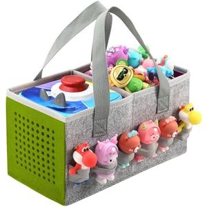 Seracle Carrying Case Travel Felt Bag Compatible with Toniebox 1/2 Audio Player Starter Set and Tonies Figurine (Gray+Green)