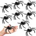 Realistic Plastic Spiders Halloween Decorations - 8 PCS Black Big Halloween Fake Spiders for Web Decorations, Realistic Fun Toys Prank Props Scare Practical Surprise Joke Party Decor, 3.9 x 3.7 Inch