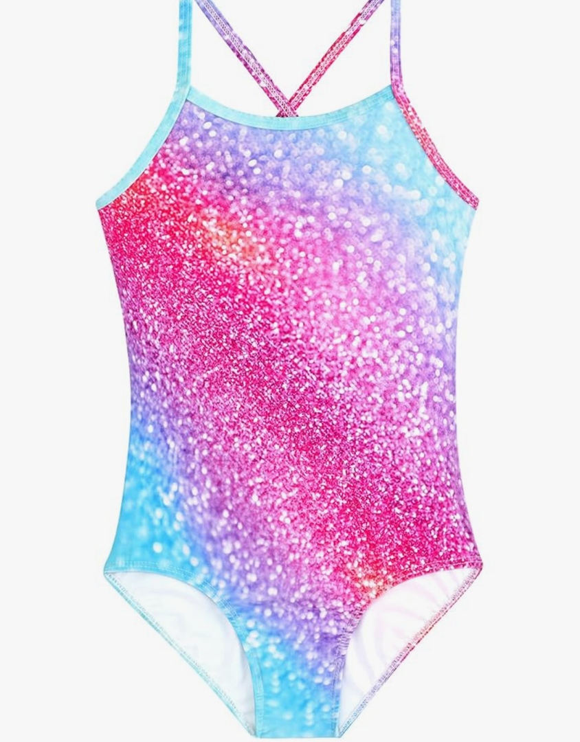 Girls Swimsuit One Piece Bathing Suit with Adjustable Straps Cute Little Kids Swimming Suits Beach Swimwear 4T-12,140
