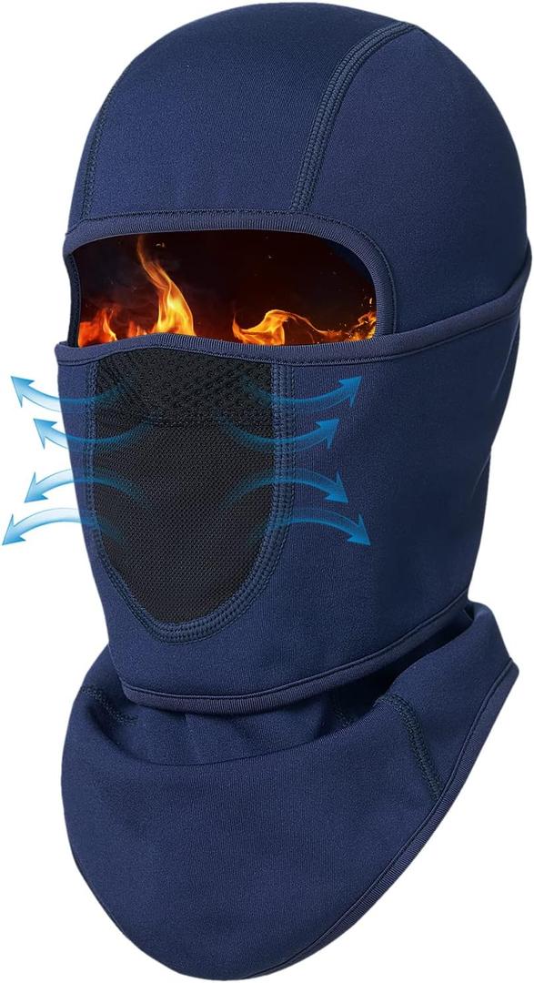 Breathable Kids Balaclava Ski Mask Boys Girls-Unique Design-Movable Face Part (One Size, Dark Blue)