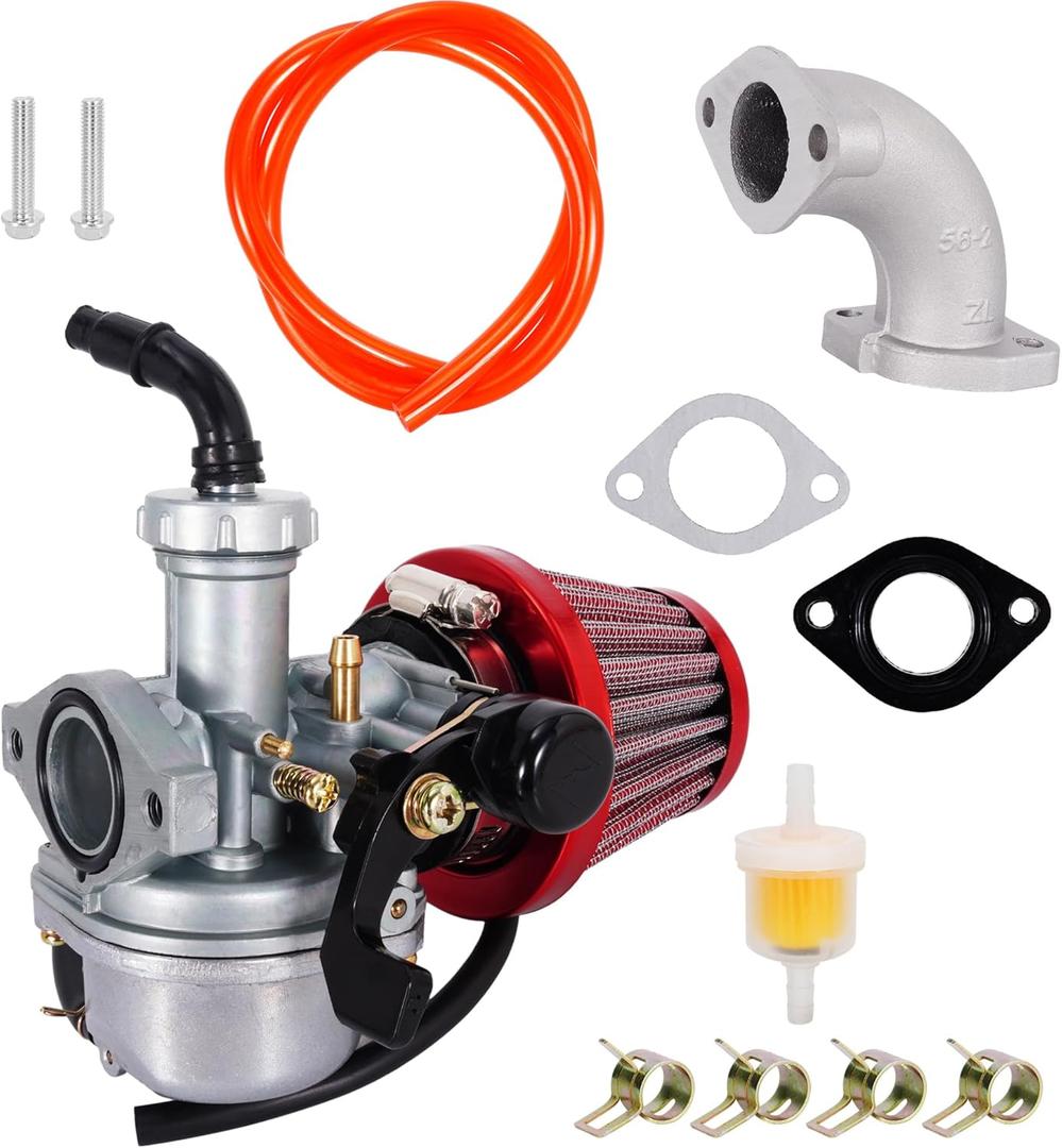 RUTU PZ22 Carburetor 22mm Carb with 38mm Air Filter Cleaner Intake Pipe Kit for SSR 110cc 125cc Sunl Roketa Taotao Monkey Coolster ThumpStar CRF Pit Bike Atv Quad Parts