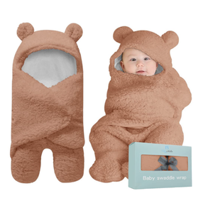BlueMello Baby Swaddle Blanket | Ultra-Soft Plush Essential for Infants 0-6 Months | Receiving Swaddling Wrap Brown | Ideal Newborn Registry and Toddler Boy Accessories | Perfect Baby Girl Shower Gift