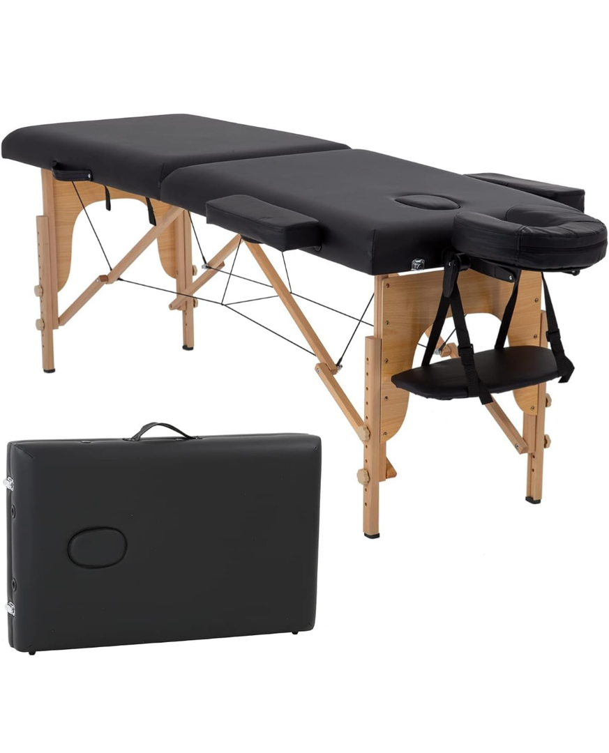 BestMassage Massage Bed Portable Massage Table 2 Folding Lash Bed Height Adjustable 24 Inch Wide Spa Table with Non-Woven Bag for Spa Footmassage Facial CareSpa Tattoo