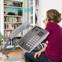 Wall Telephone,Corded Telephone Wall Mount Desktop Corded Caller ID Telephone,LCD Display Landline Telephone for Home Office Hotel Call Center,Gray