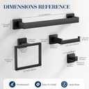 7-Pieces Towel Racks for Bathroom, SUS304 Matte Black Bathroom Accessory Set, Stainless Steel Black Bathroom Accessories, Stainless Steel Wall Mounted, Bath Towel Bar Set