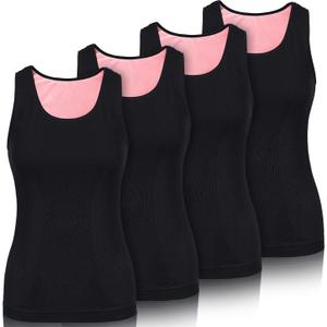 Neer Womens Fleece Lined Underwear Tops Warm Cami Tank Top Cotton Thermal Underwear for Women Sleeveless Camisole Base Layer (Black)