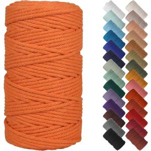 NOANTA Orange Macrame Cord 4mm x 109yards, Colored Macrame Rope, Cotton Cord Macrame Yarn, Colorful Cotton Craft Cord for Wall Hanging, Plant Hangers, Crafts, Knitting