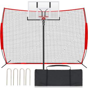 Seenelling Basketball Net Catcher Backstop Net Sports Barrier Nets for Backyard Rebounder to Guard Rebound and Return Basketball with Carry Bag (12 x 9 ft)