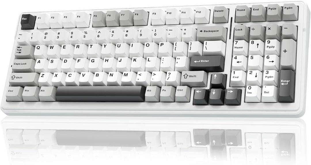 AULA F99 Wireless Mechanical Keyboard,Tri-Mode BT5.0/2.4GHz/USB-C Hot Swappable Custom Keyboard,Pre-lubed Linear Switches,RGB Backlit Computer Gaming Keyboards for PC/Tablet/PS/Xbox (Black&Grey&White)