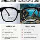 Bifocal Reading Glasses for Women Men Oversized Blue Light Blocking Clear Top Computer Readers +1.5