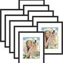 decorUhome 11x14 Picture Frame Set of 10, Display Photos 8x10 with Mat or 11x14 Unmatted for Picture Frames Collage Wall Decor, Black