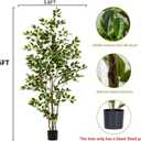 Bailikang Artificial Ficus Tree Indoor 6ft, Large Potted Faux Tree with Realistic Silk Leaves & Trunk for Home Office, Living Room Corner Decor