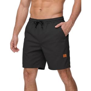 BUXKR Men's Lightweight Athletic Shorts Loose Fit Workout Shorts with Pockets for Gym Training and Sports, Quick-Dry Summer (Black, M)