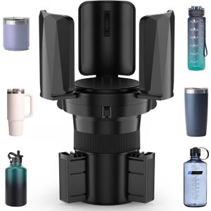 DYLEN Car Cup Holder Expander, 2 in 1 Cup Holder Adapter Extender for Car with Expandable Insert, Fits Yeti, Hydroflask and Other Large Water Bottles & Mugs in 2.2"4.6" (1046oz)