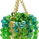Beaded Plant Succulent Sun-Kissed Car Charm, Crystal Pearls Sun Catcher Hanger, Boho Rearview Mirror Accessories Car Garden Home Window Hanging (1Pcs)