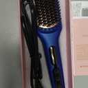 MEGAWISE Pro Ceramic Ionic Hair Straightener Brush for Home Salon, Straightening Hair Brush with 20s Heating Tech, Auto-Off, Anti-Scald with Universal Dual Voltage,Rotatable Power Cord, Gentian Blue