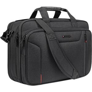 EMPSIGN Stylish Laptop Bag Briefcase, 17.3 Inch Laptop Case Expandable Messenger Bag for Men Water Repellent, RFID Blocking Office Carrying Shoulder Bag for Work Business Travel-Black (Large)