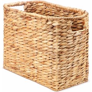 Tatuo Seagrass Magazine Baskets Magazine Holder Tall Narrow Woven Storage Wicker Basket Floor Bathroom Home Office Handwoven Holder for Books, Newspaper, File and Mail(Light Brown)