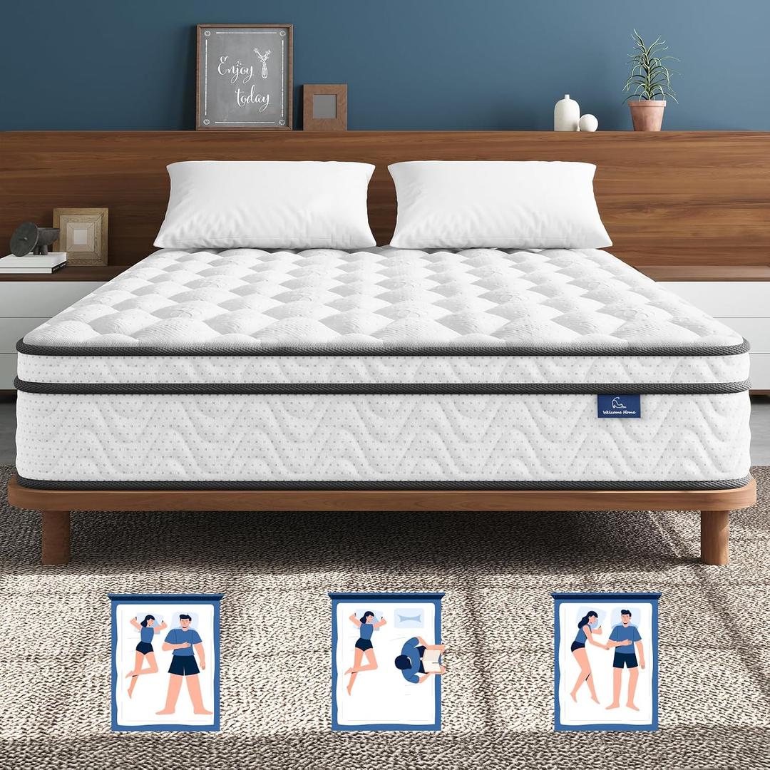 Vesgantti Full Size Mattress 12 Inch, Fiberglass-Free | Cool Sleep Hybrid Double Mattress in a Box - Memory Foam & Pocket Springs, Ergonomic Design, Pressure Relief, Medium Firm Feel, 54"×75"×12"