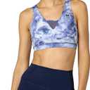 Lacoste Women's Recycled Print Sports Bra (Medium, White/Navy Blue)