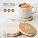 Natural Travertine Marble Coasters Set of 4-4" Round Stone Drink Coasters, Non-Slip Cork Backing, Housewarming Gift, Wedding, Protect Tables from Stains & Scratches (BD140)