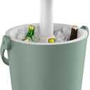 Keter Go Bar 4.2 Gallon Portable Beer and Wine Cooler with Handle and Pop Up Outdoor Table Perfect for Your Patio, Picnic, and Beach Accessories, Green