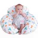 Nursing Pillow, Breastfeeding Pillows, More Support for Mom and Baby, with Removable Cotton Cover and Colorful Animal Patterns, Machine Washable, Plus Size, White