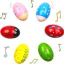 6 Pack Wooden Shakers Percussion Shake Easter Eggs for Toddlers Kids Boys Girls Easter Basket Stuffers Fillers Gifts