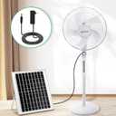 Blosssound 16 Inch Portable Solar Floor Fan Rechargeable Oscillating Standing Pedestal Fan with Solar Panel, 12000mah Battery, Two Charging Methods, 3 Speeds for Home Office Outdoor(White)
