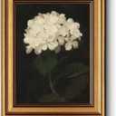 HUARCEY Gold Framed Vintage Wall Art for Living Room, Flowers Painting Canvas Prints Shelf Decor for Kitchen, Aesthetic Bedroom Wall Art, Christmas Gifts for Friends or Family (White Hydrangea 8"x10")
