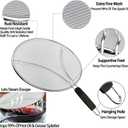 Large Splatter Screen for Frying Pan, 15 Inch Stainless Steel Grease Splatter Guard, Mesh Frying Screen Keeps Kitchen Clean and Protects Skin From Burns