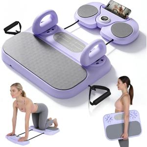 Pilates Board, 6-in-1 Pilates Reformer for Core & Full Body Workout, Portable Home Gym Equipment with Smart LED Digital Display, Pilates Trainer for Women, Beginners (Purple)
