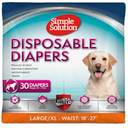 Simple Solution Disposable Dog Diapers, Female Dog Diapers, Puppy Potty Training, Incontinence and Heat Cycle Protection, Large Diapers for Dogs, 1827 Inch Waist, 30 Count