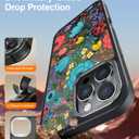 FUNMIKO for iPhone 16 Pro Max Case with Privacy Screen Protector, Wireless Charging Compatible, Translucent Matte Cover - Cute Floral Design Phone Case for Women Girls - Colorful Flower Garden