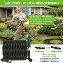 Garden Hose 100 ft, Non-Expandable Ultra-Lightweight Flexible Hose with 360 Dual-End Anti-Kink Design, 10-Pattern Spray Nozzle, 500 PSI Leak-Proof, 96-Strand Braided Fabric, Storage Strap