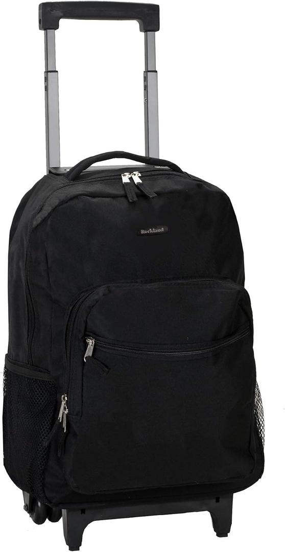Rockland Double Handle 17" Rolling Backpack, Black, One Size