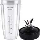 Blender Replacement Parts for Ninja, 24oz Cup with Extractor Blade, for Nutri Ninja Auto iQ BN801 BL480 BL640 BL642 NN100 BL2012 (2 Pack)