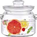 3L(96oz) Glass Simmer Cooking Pot with LidHandmade Borosilicate Glass Stockpot with Graduations - Glass Saucepan with Cover for Cooking and Serving