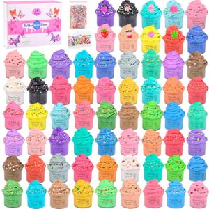 64 Pieces Mini Slime kit,Butter Slime Party Favors, Valentines Slime Bulk Toy for Classroom Prizes, Stocking Stuffers, Goodie Bag for Kids Boys Girls, Ideal Birthday Easter Filling Gifts