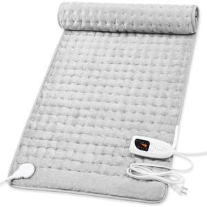 Deepsoon Heating Pad,Electric Heating Pads for Back,Neck,Abdomen,Moist Heating Pad for Shoulder,Knee,Arms,Legs,Dry/Moist Heat & Auto Shut Off,Christmas Gifts for Men and Women,Light Gray,40x20 Inch
