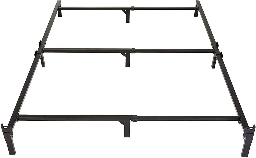 Amazon Basics Metal Bed Frame, 9-Leg Support Base for Box Spring and Mattress, King-Size, Tool-Free Easy Assembly, 79.6" x 76" x 7", Black