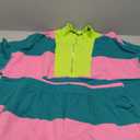 Yanekop Womens 2 Piece Outfits Summer Striped Workout Set Two Piece Matching Lounge Sets Half Sleeve Tops and Short Sets (Medium, Hot Pink Green)